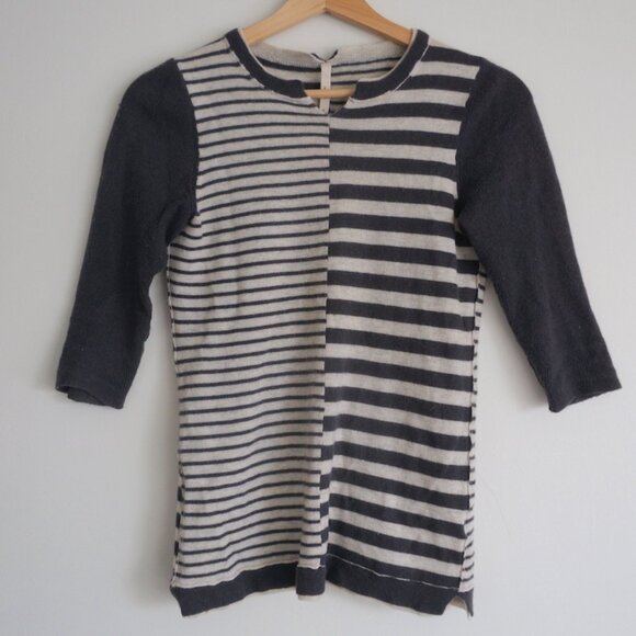 100% Cashmere Nanette Lepore Navy and Grey Striped Sweater - Picture 1 of 3